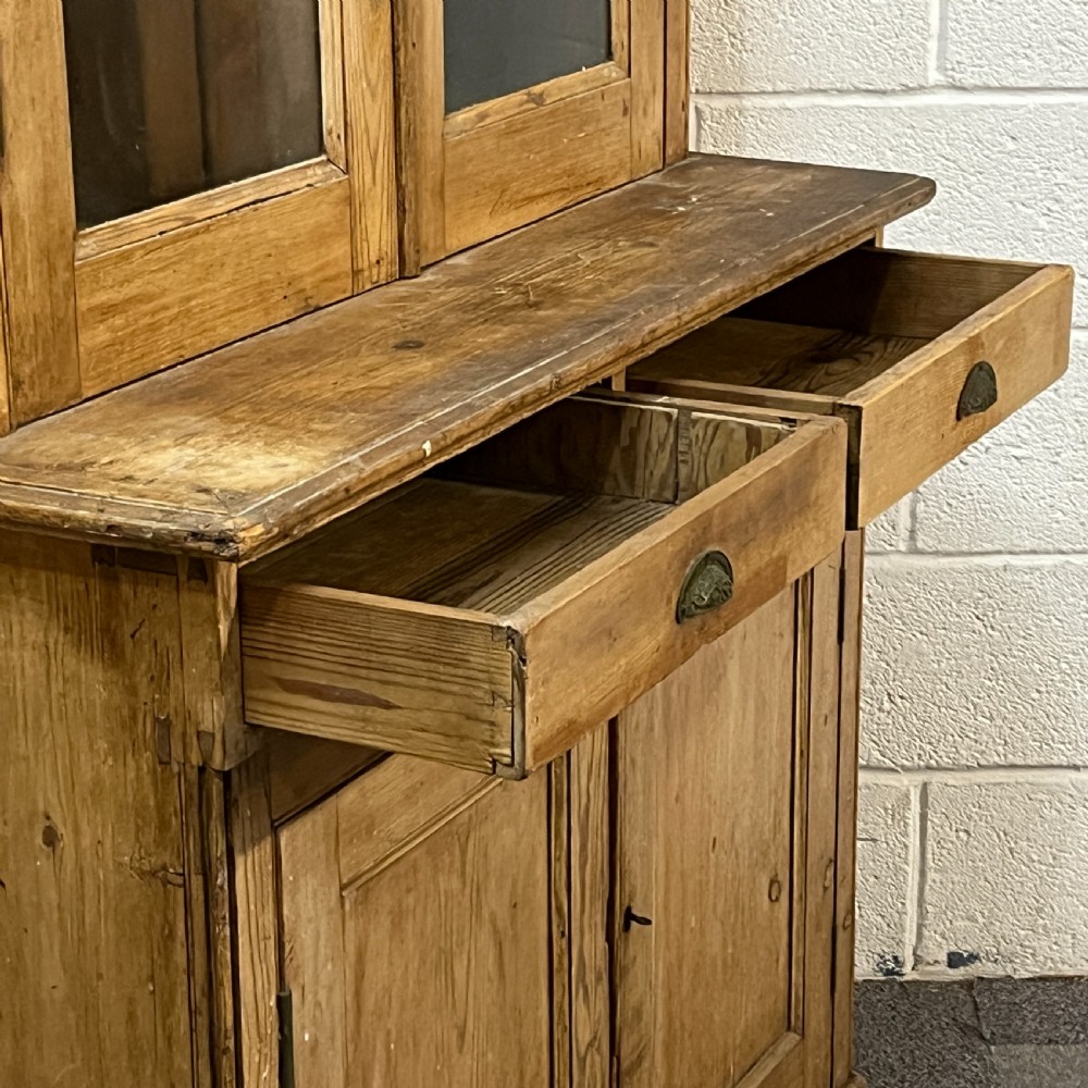 Tall Slim English Antique Pine Partly Glazed Dresser View IX