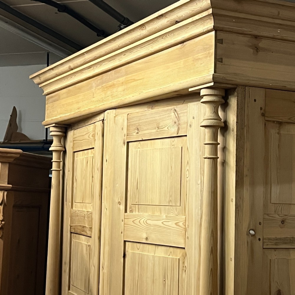 Extremely Tall Danish Antique Pine Column Wardrobe View VI