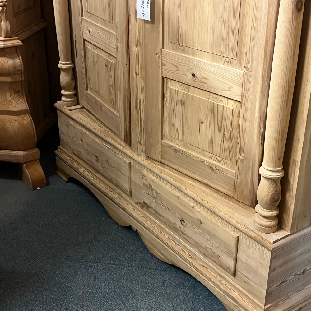 Extremely Tall Danish Antique Pine Column Wardrobe View VII