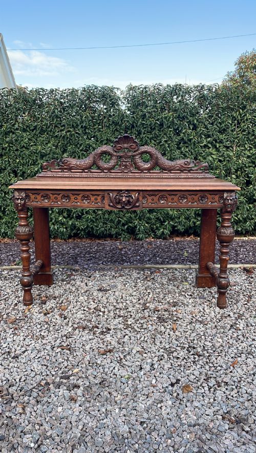 Victorian Carved Oak Serving Table/Console Table/Hall Table.
