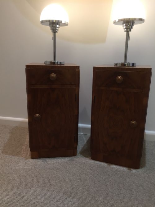 A Good Pair of Art Deco Walnut Bedside Cabinets
