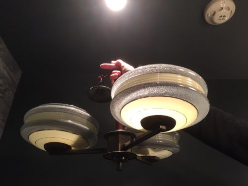An Art Deco Three Armed Pendant Light