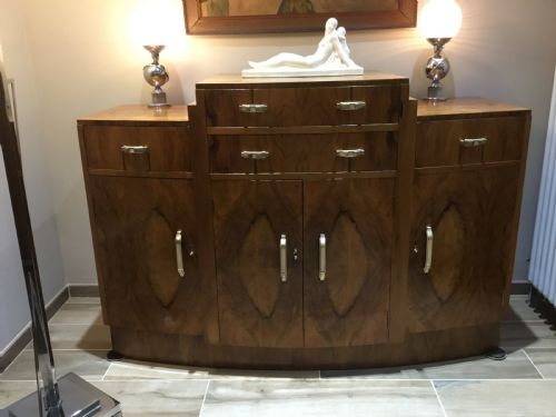 A Beautifully Walnut Veneered Art Deco Sideboard/cabinet