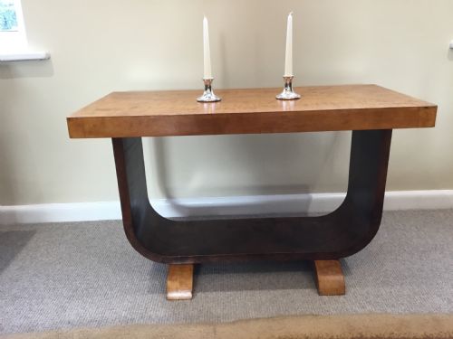 An Art Deco Flamed Satinwood and Walnut Coffee/occassional  Table