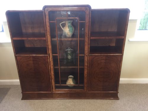 An Art Deco Walnut Display/bookcase Cabinet.