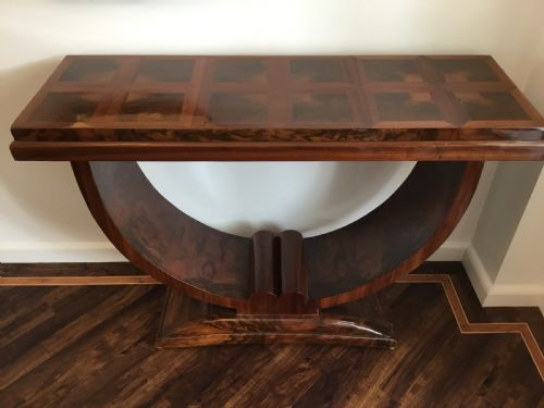 A Fine French Art Deco Walnut Console Table