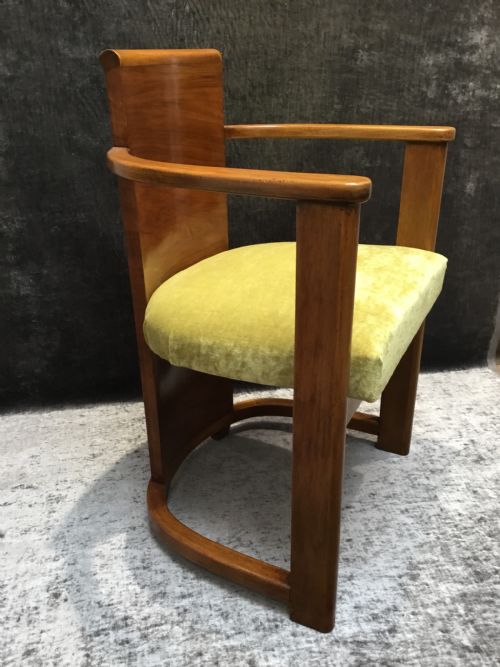 A Belgium Art Deco Walnut Chair by De Coene Freres.