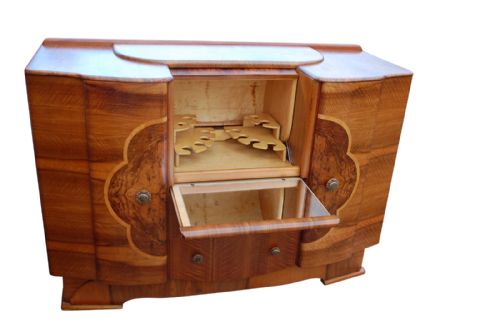 An Art Deco Walnut Cocktail Cabinet