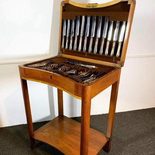Art Deco Walnut Cutlery Table