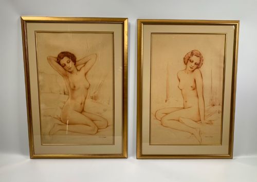 A Pair of Art Deco Nude Paintings