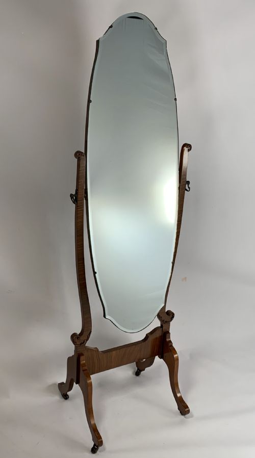 1930’S Walnut Cheval Mirror