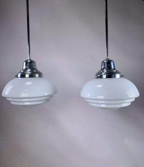 Pair of Large Art Deco Pendant Lights