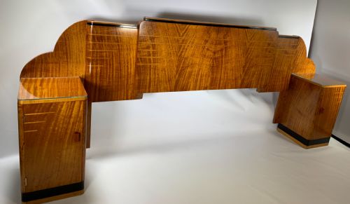 Epstein Art Deco Headboard with Matching Bedside Cabinets.
