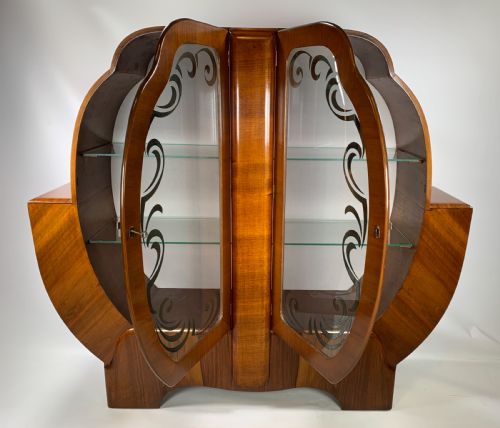 Art Deco Walnut Display Cabinet