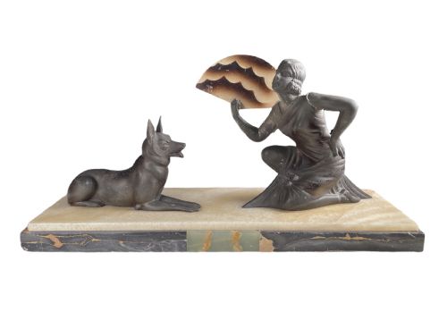 Art Deco Lady and Dog