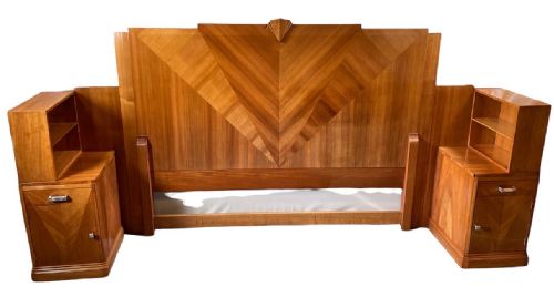 Art Deco Headboard with Matching Bedside Cabinets