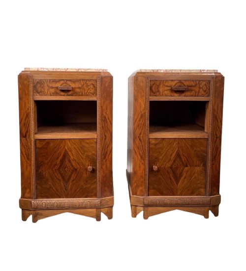 A Pair of Art Deco Bedside Cabinets