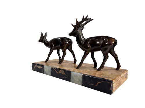 Art Deco Sculpture of a Deer and Stag