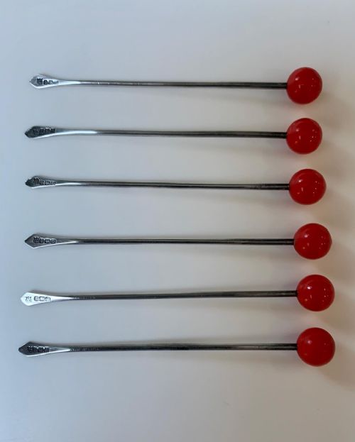 fig 3. Boxed Set of Six Silver Cocktail Sticks