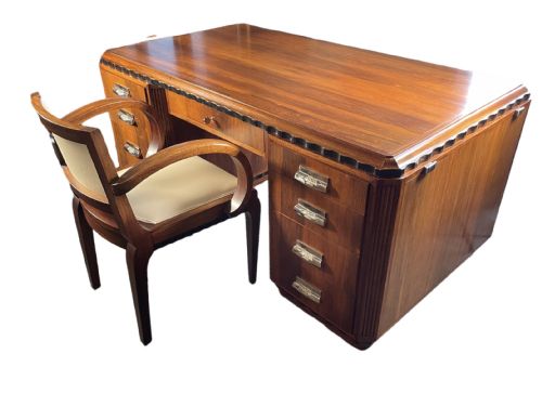 Art Deco French Desk and Matching Chair