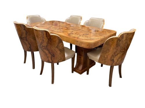 Superb Hille Art Deco Dining Room Table and Six Chairs