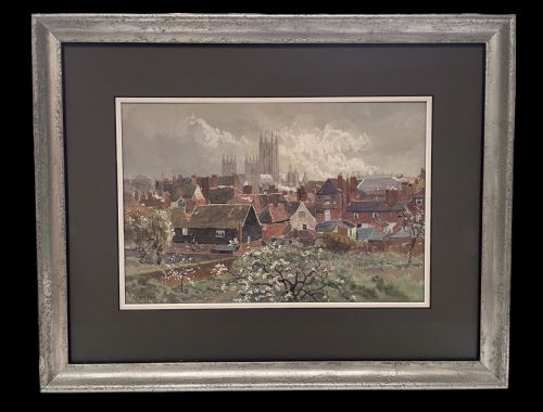 fig 1. Fine Watercolour of Canterbury Cathedral by Martin Snape c.1920