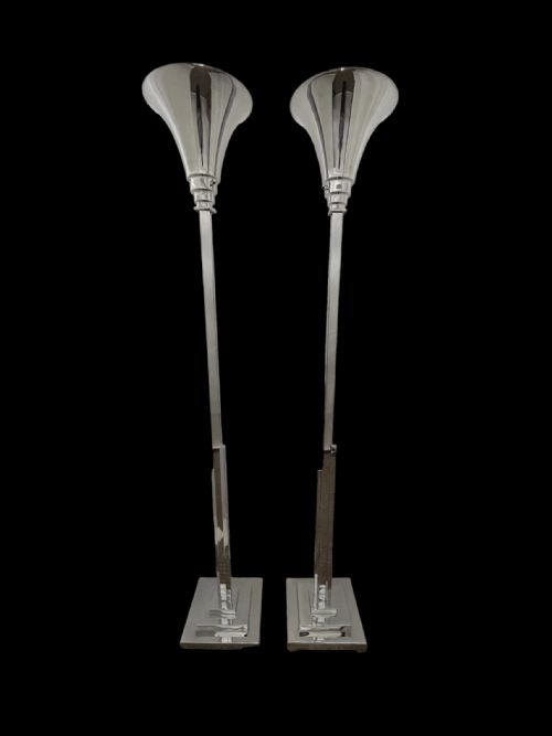 Pair of Art Deco Chrome Uplighters