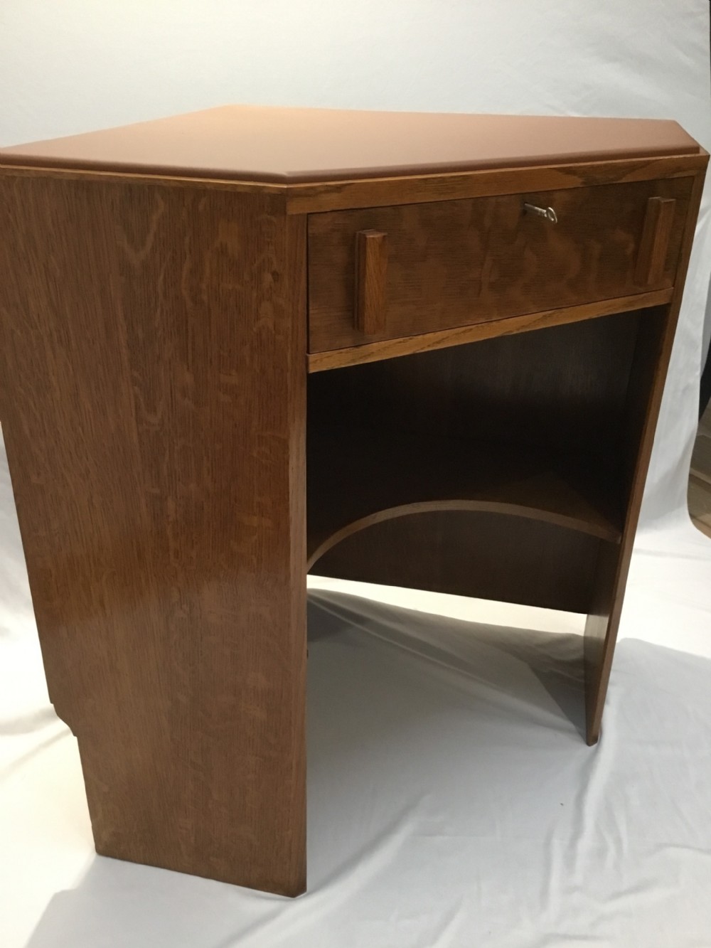 Art Deco Oak Heals Corner Desk. View VIII
