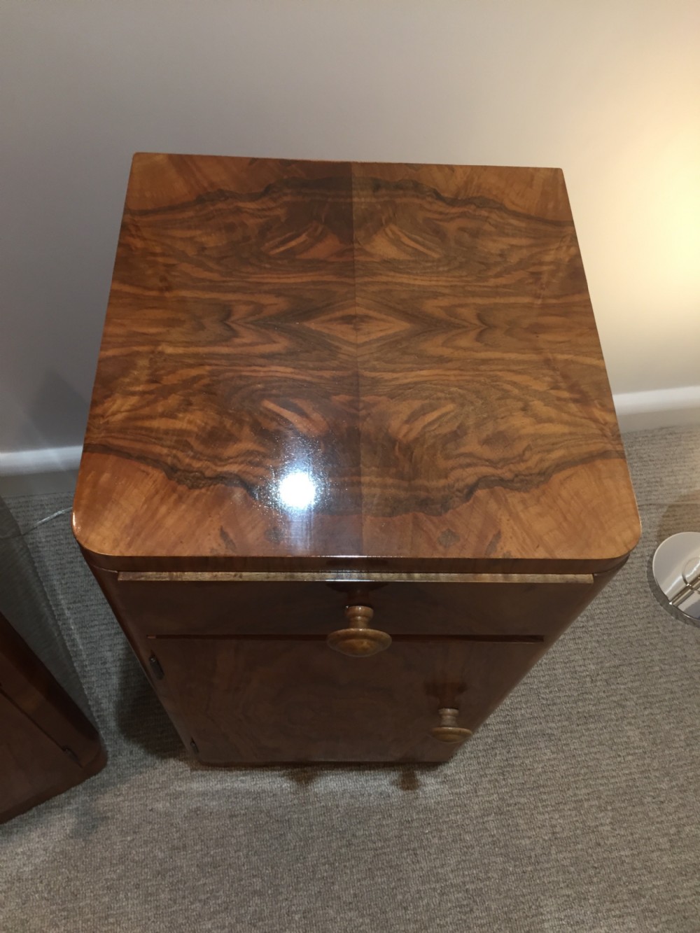 A Good Pair of Art Deco Walnut Bedside Cabinets  View III