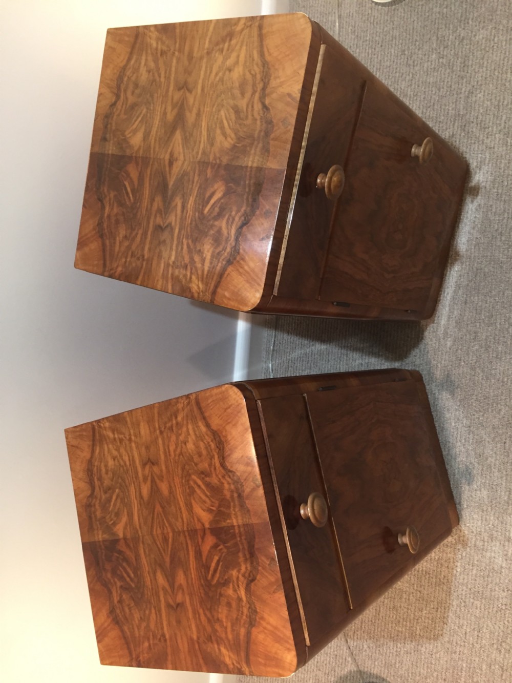 A Good Pair of Art Deco Walnut Bedside Cabinets  View IV