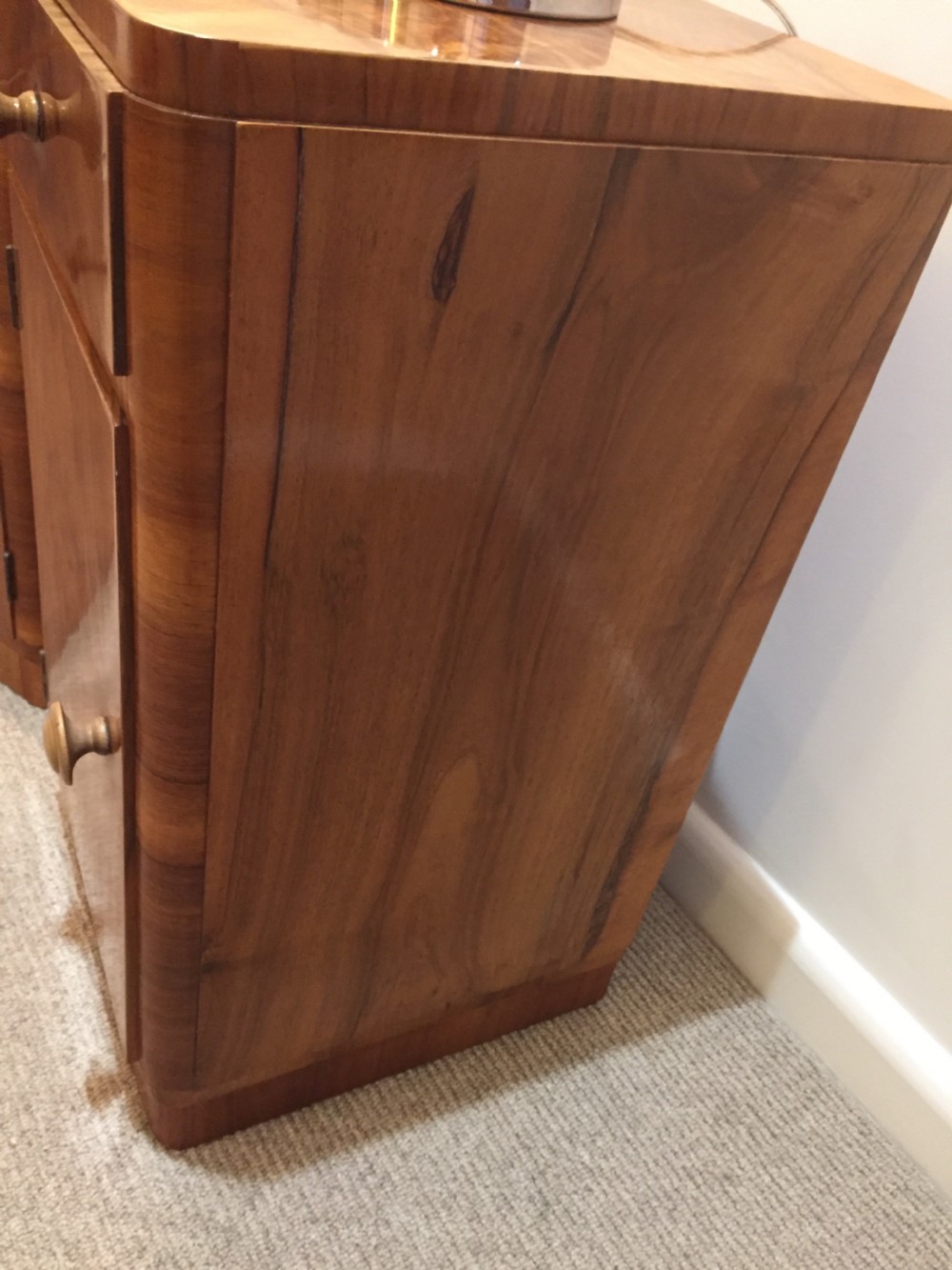 A Good Pair of Art Deco Walnut Bedside Cabinets  View V