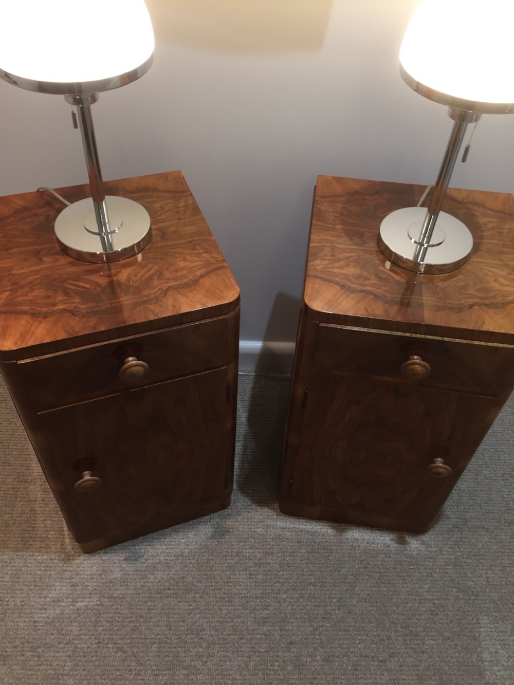 A Good Pair of Art Deco Walnut Bedside Cabinets  View XI