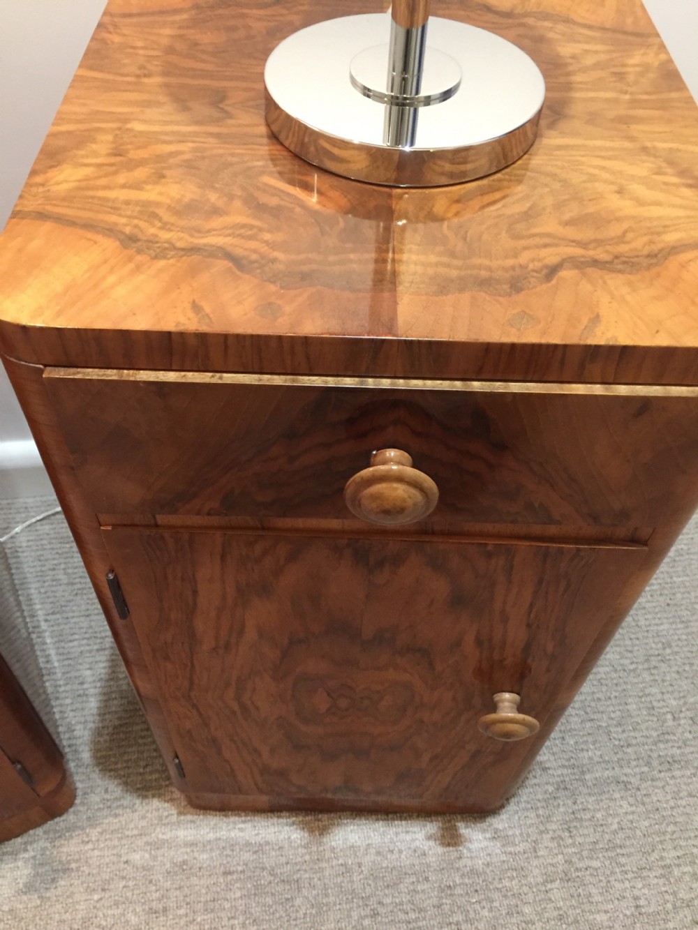 A Good Pair of Art Deco Walnut Bedside Cabinets  View XII
