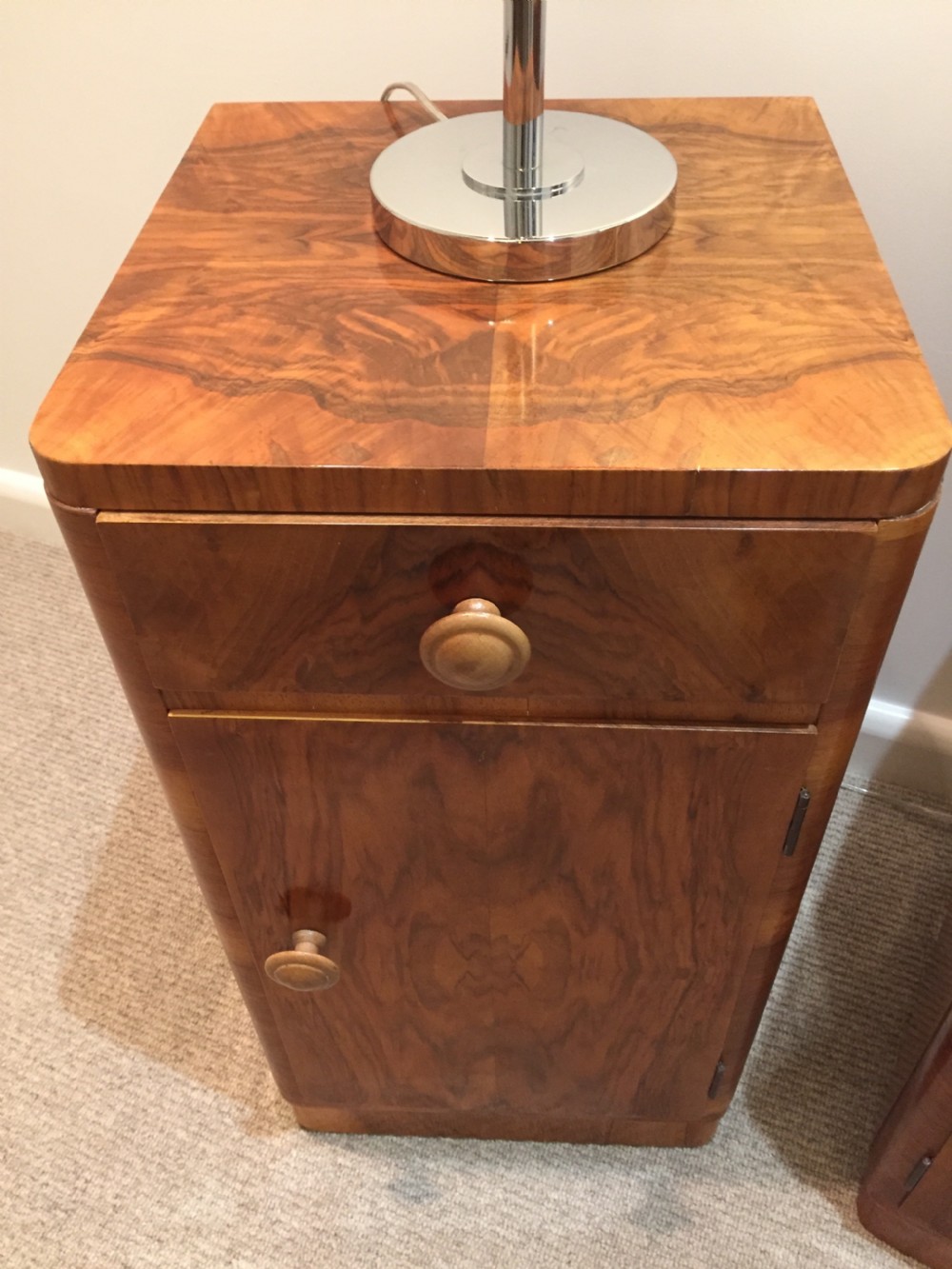 A Good Pair of Art Deco Walnut Bedside Cabinets  View XIII