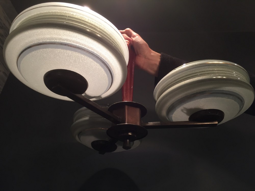An Art Deco three armed pendant light View III