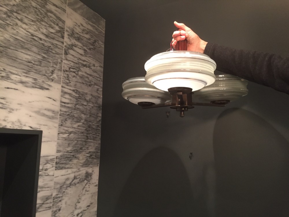An Art Deco three armed pendant light View IV