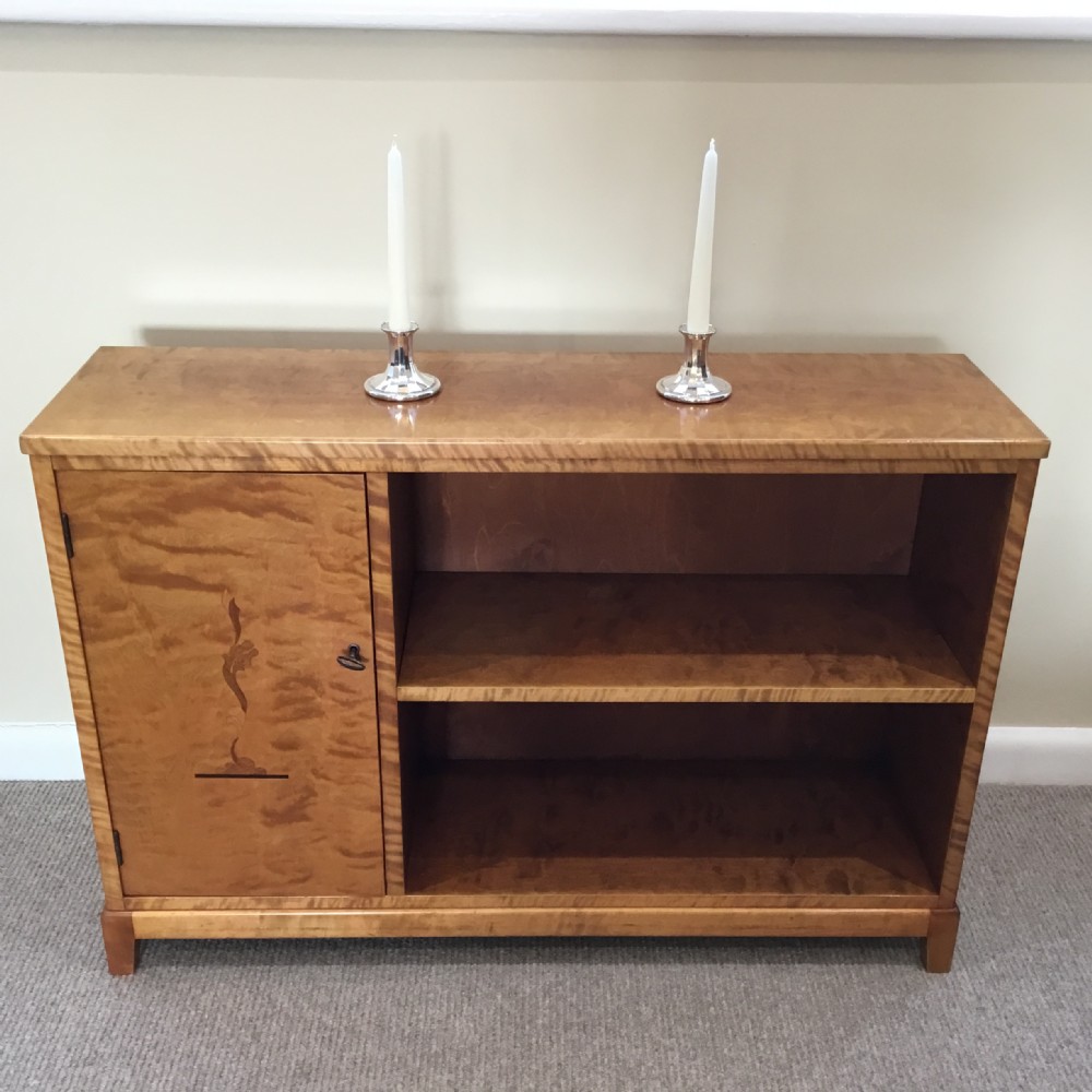 An Art Deco Swedish Low Bookcase and side cupboard.