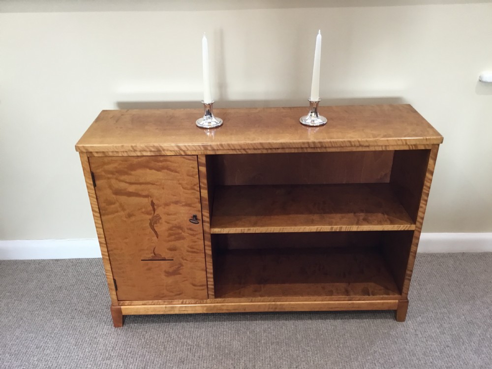 An Art Deco Swedish Low Bookcase and side cupboard. View IV