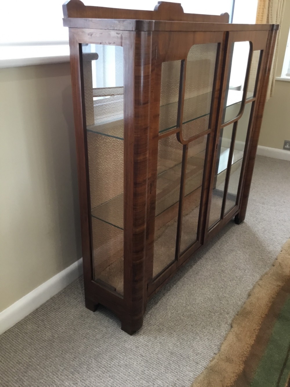 An Elegant Art Deco Walnut Display Cabinet View III