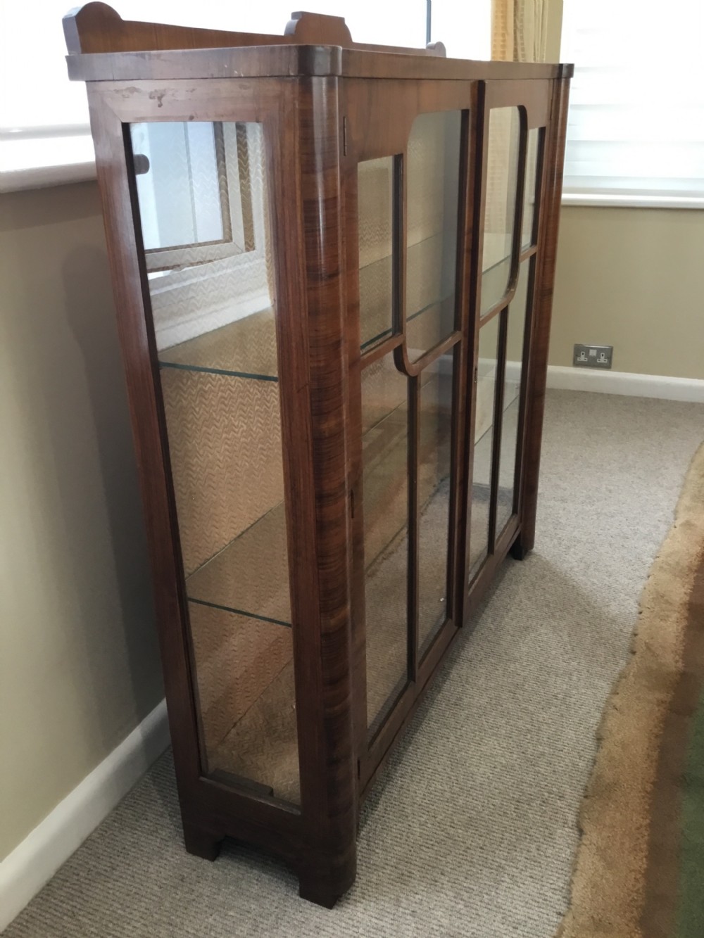 An Elegant Art Deco Walnut Display Cabinet View V