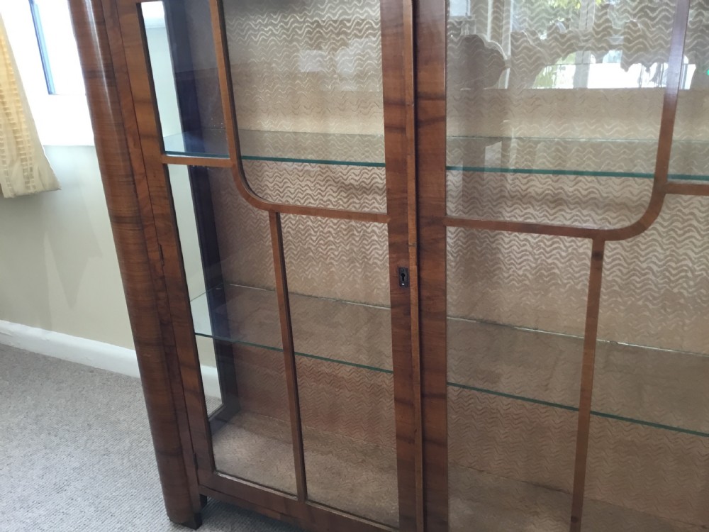 An Elegant Art Deco Walnut Display Cabinet View VIII