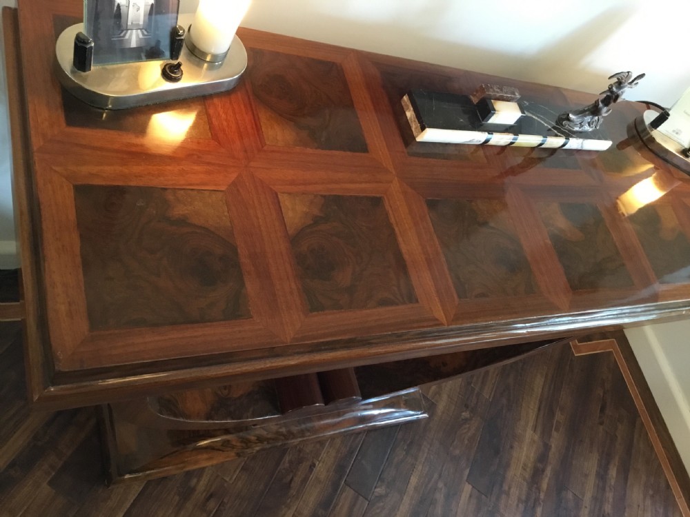 A Fine French Art Deco Walnut Console Table View IV