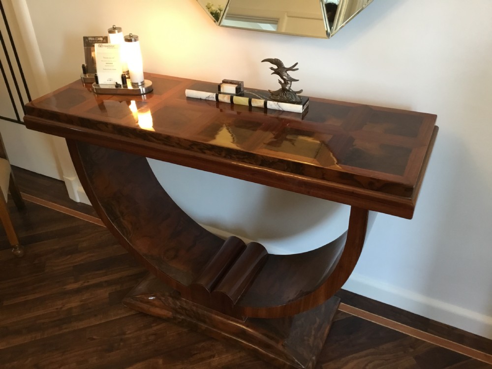A Fine French Art Deco Walnut Console Table View VII
