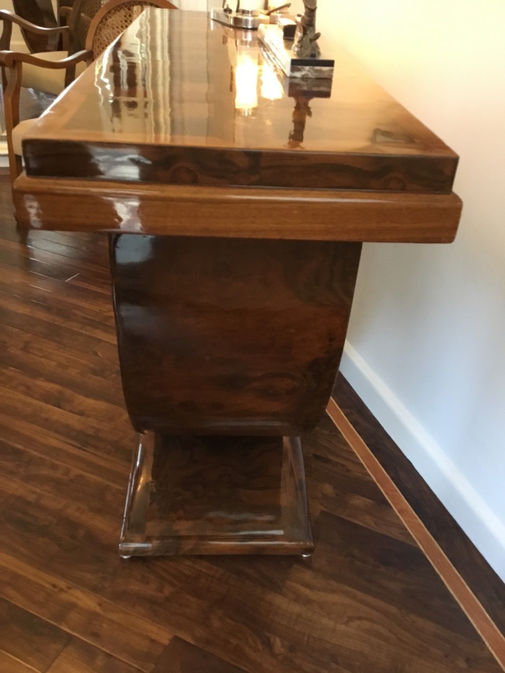 A Fine French Art Deco Walnut Console Table View VIII