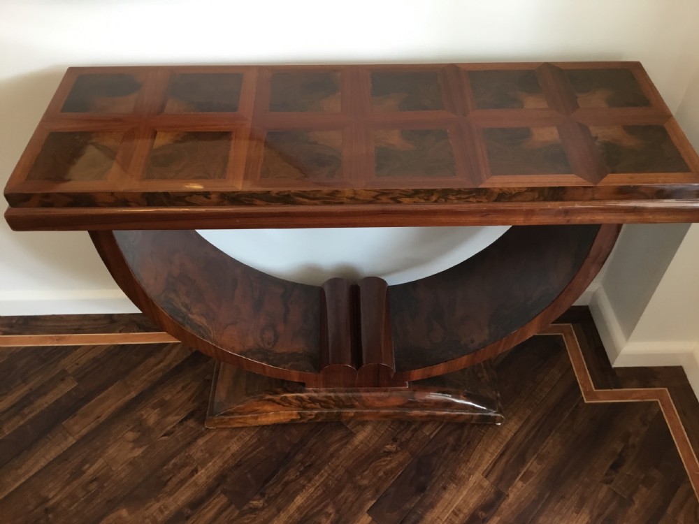 A Fine French Art Deco Walnut Console Table View X