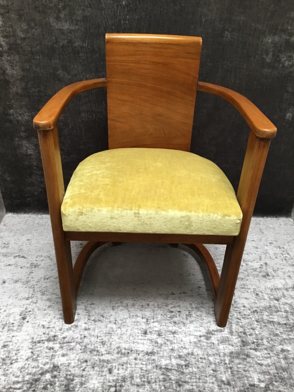 A Belgium Art Deco Walnut Chair by De Coene Freres. View II