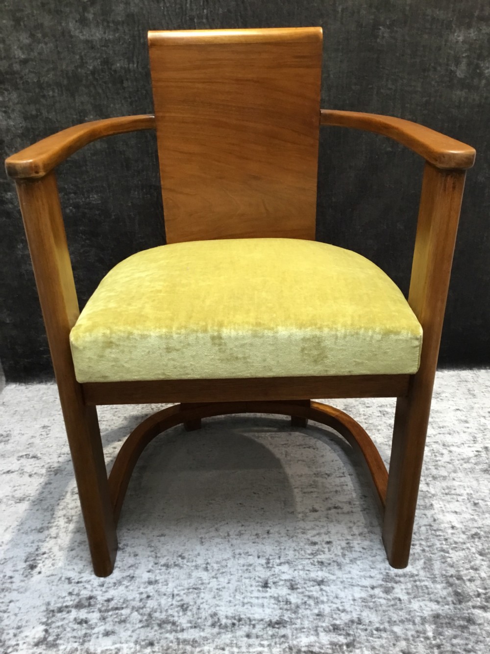 A Belgium Art Deco Walnut Chair by De Coene Freres. View III