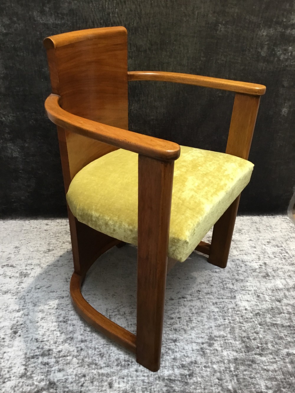 A Belgium Art Deco Walnut Chair by De Coene Freres. View IV