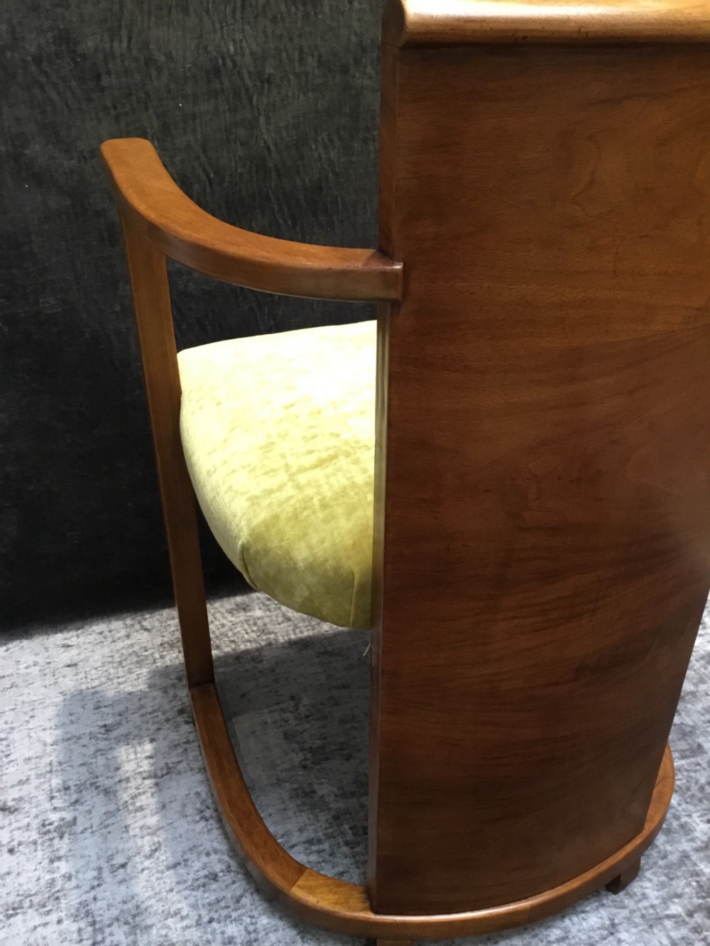 A Belgium Art Deco Walnut Chair by De Coene Freres. View VII