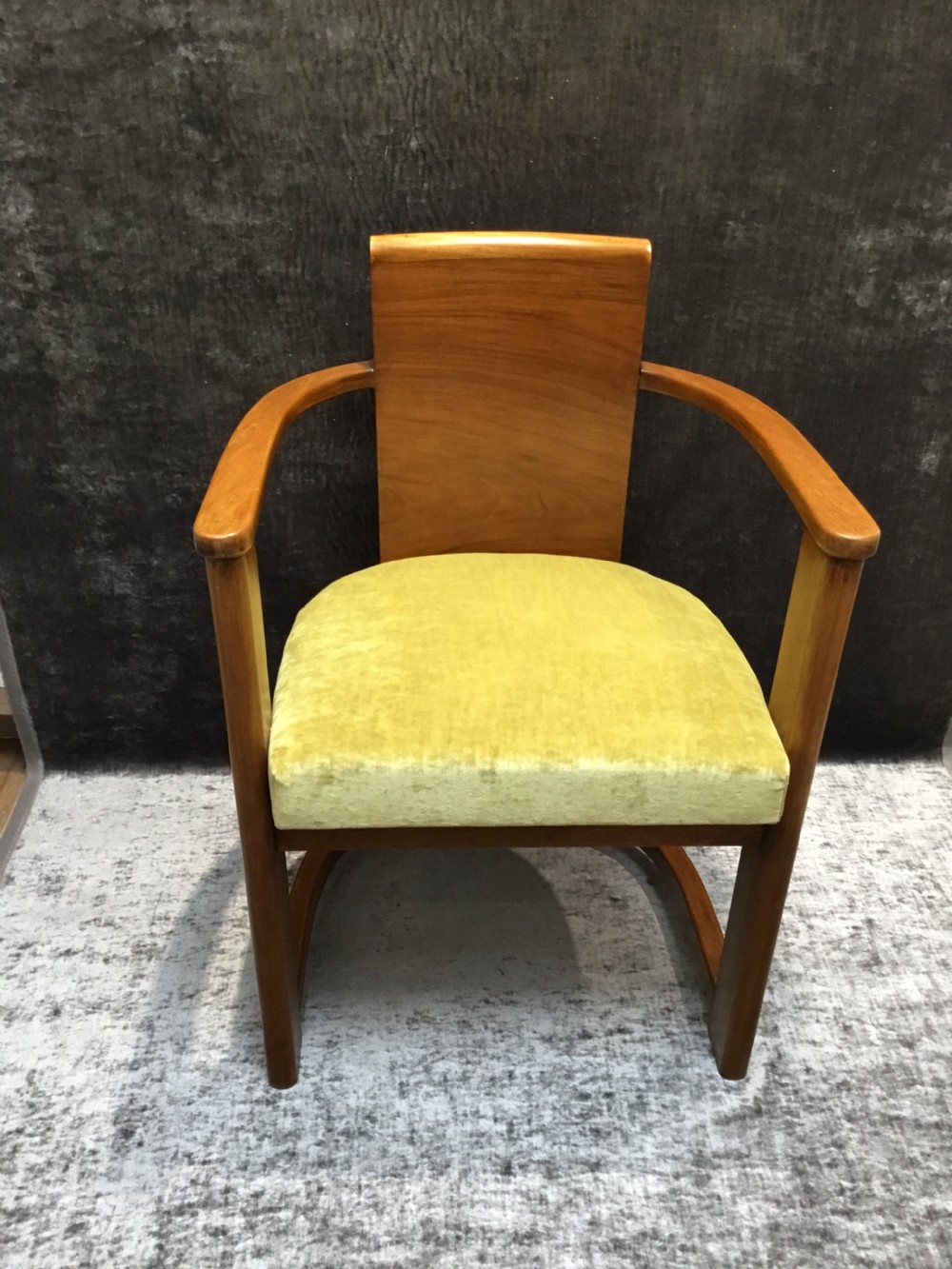 A Belgium Art Deco Walnut Chair by De Coene Freres. View X
